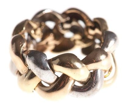 Bague souple en trois tons d'or, articulée...