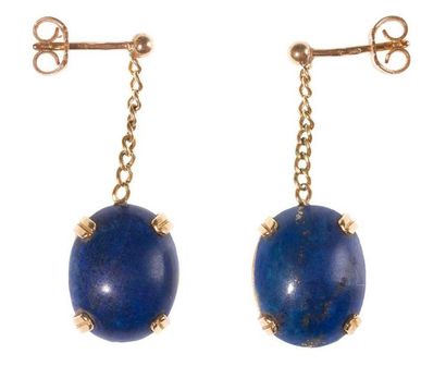 Paire de pendants d'oreilles en or jaune,...