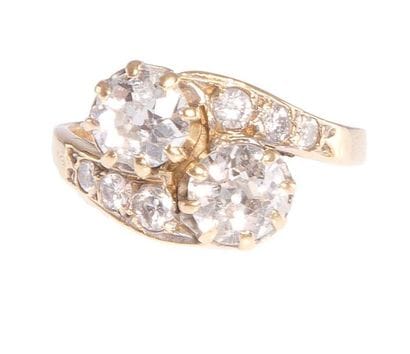 Bague toi et moi en or jaune, ornée de 2...