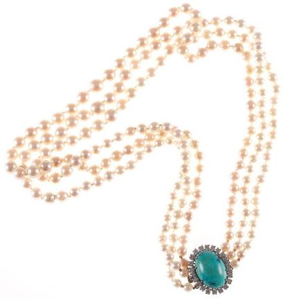 Collier de 3 rangs de perles de culture en...