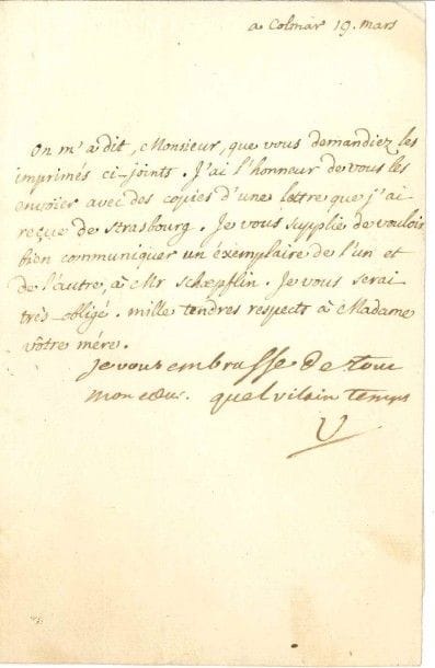 VOLTAIRE
L.S. «V» avec 2 lignes autographes,...