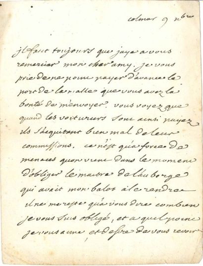 VOLTAIRE
L.A., Colmar 9 novembre [1754],...