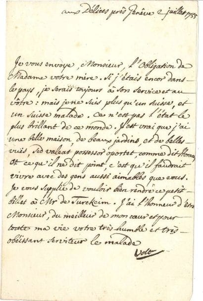 VOLTAIRE
L.S. «Volt», aux Délices près Genève...