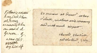 VOLTAIRE
L.A.S., [Ferney fin 1765, à James...