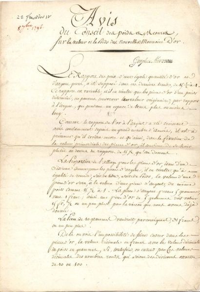 Louis-Bernard GUYTON-MORVEAU
Manuscrit avec...