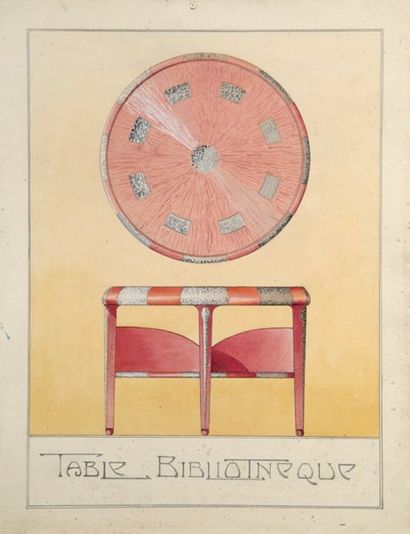 Projet de mobilier, anonyme vers 1910 Table...