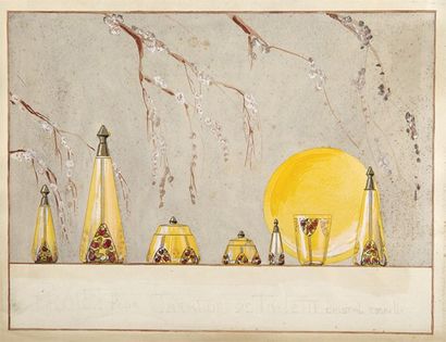 Objets de parfumerie, anonyme vers 1910 Projet...