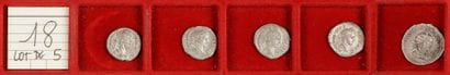 LOT de 5 monnaies : 4 deniers en argent (1...