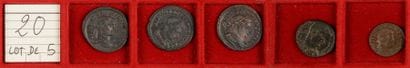LOT de 5 monnaies en bronze du BAS-EMPIRE :...