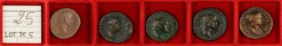 LOT de 5 as en bronze : TIBERE, VESPASIEN,...