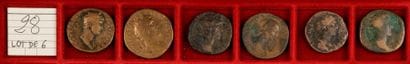 LOT de 6 sesterces en bronze : ADRIEN, ANTONIN...