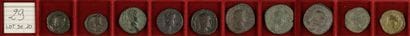 LOT de 10 monnaies de bronze : 2 as (MACRIN,...