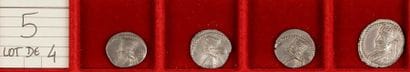ROYAUME DES PARTHES. LOT de 4 drachmes. 
VOLOGASES...