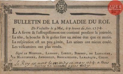 [LOUIS XV].
Bulletin de la maladie du roi.
Versailles,...