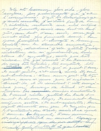 Simone de BEAUVOIR. Manuscrit autographe...