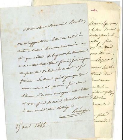 Pierre-Jean de BERANGER (1780-1857). 13 L.A.S.,...