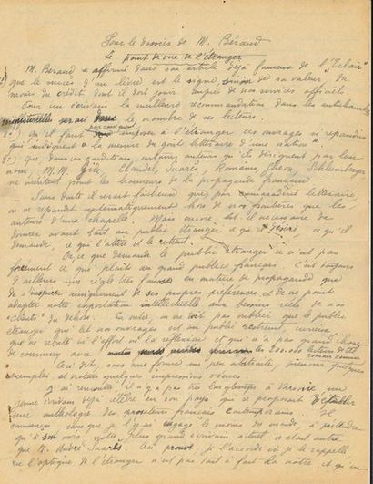 [Henri BÉRAUD (1885-1958)]. 7 lettres ou...