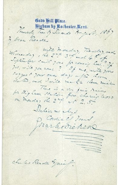 Charles DICKENS (1812-1870). L.A.S., Gad’s...