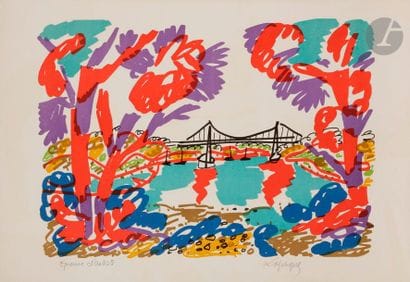 Charles LAPICQUE (1898-1988)
Le Pont de Lézardrieux,...