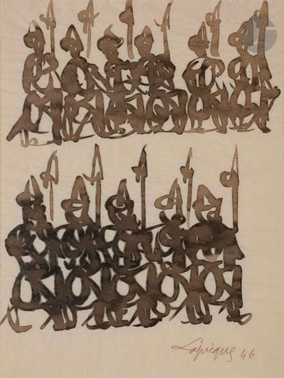 Charles LAPICQUE (1898-1988)
Cavaliers, 1946
Lavis...