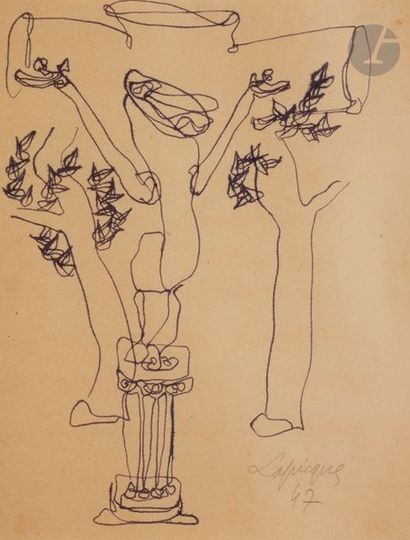 Charles LAPICQUE (1898-1988)
Calvaire, 1947
Encre.
Signée...