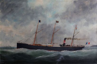PAIRE DE PORTRAITS DE BATEAUX sur toile de...