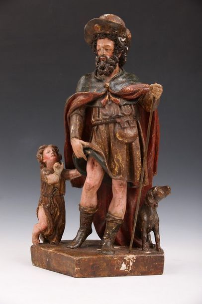 GROUPE sculpté figurant Saint Roch et son...