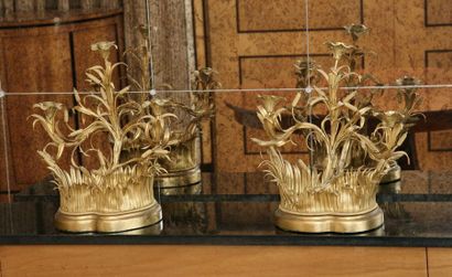 PAIR OF TABLE TOPS forming three-light candelabras...
