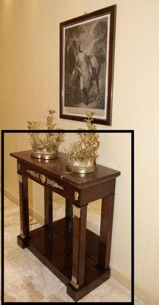 PAIR OF SMALL CONSOLES 

Empire Style 

Mahogany,...