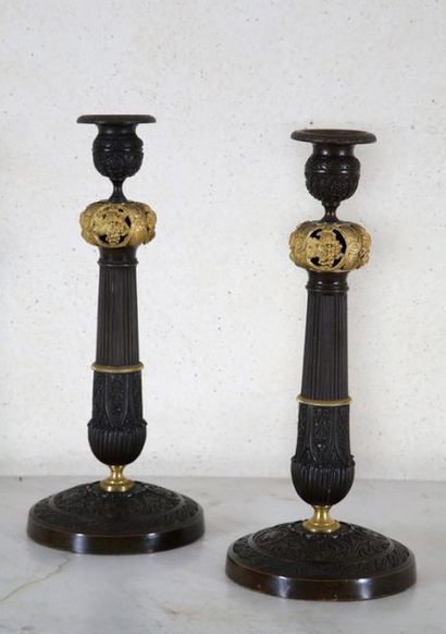 PAIR OF FLAMBEAUX column 

Louis-Philippe...