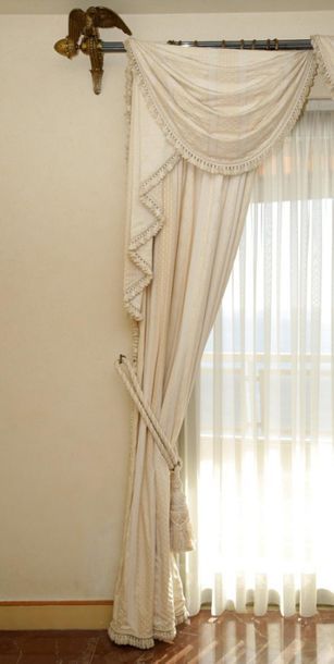 PAIR OF DOUBLE CURTAINS (247 x 75 cm) AND...