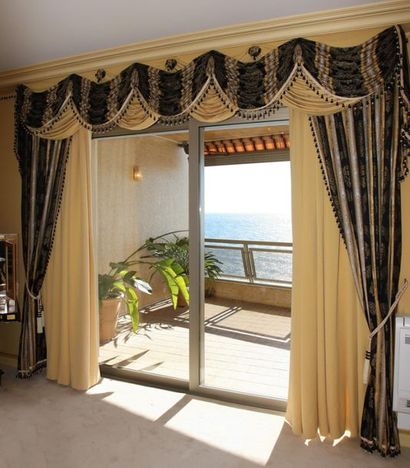 TWO PAIRS OF DOUBLE CURTAINS (269 x 158 cm)...