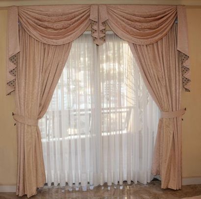 PAIR OF DOUBLE CURTAINS (244 x 120 cm) AND...