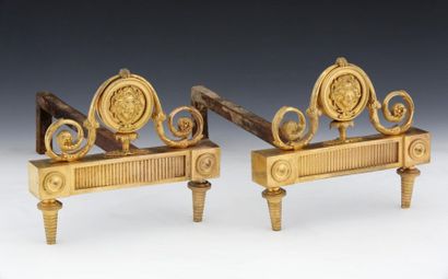 PAIR OF ANDIRONS 

Louis XVI style - XIXth...