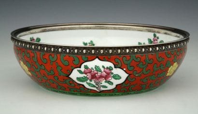 LIMOGES - Round polychrome porcelain bowl...