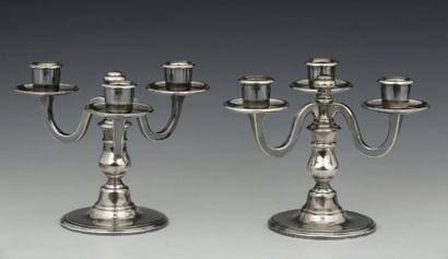 ERCUIS - Pair of three-light table candelabra...