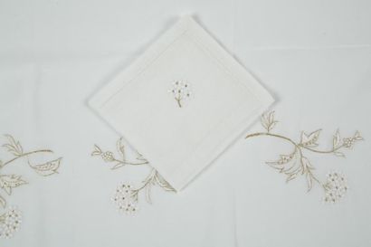 NAPPE OVALE ET SES 8 SERVIETTES en voile...