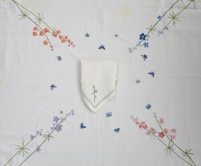 NAPPE A THE ET SES DOUZE SERVIETTES en lin...