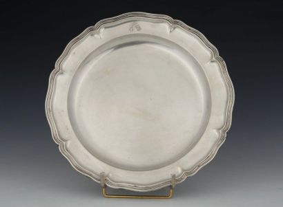 GRAND PLAT ROND en argent 800 millièmes -...