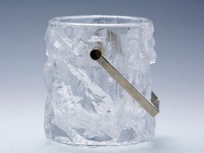DAUM France - SEAU A GLACE en cristal givré...