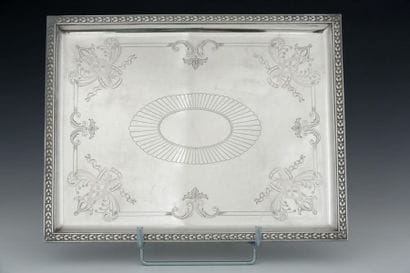 Rectangular serving platter in silver plated...