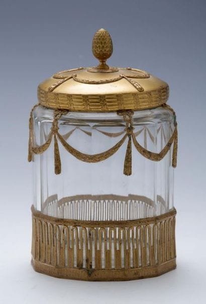 BISCUIT BAG in cut crystal and gilded bronze...