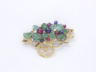 AMUSANTE ET DELICATE BROCHE en or 750 millièmes,...