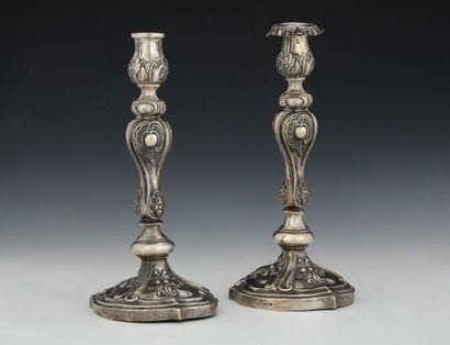 PAIRE DE FLAMBEAUX en argent 84 zolotniks...