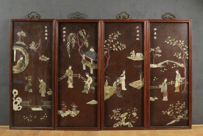 CHINE, vers 1920/1930 

Suite de 4 panneaux...