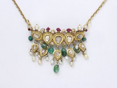 COLLIER en or 750 et 585 millièmes centré...