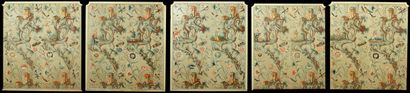 Suite de 5 TOILES PEINTES de Boiseries XVIIIème...