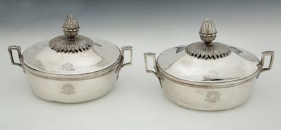 RARE PAIRE DE LEGUMIERS EN ARGENT DU PRINCE...