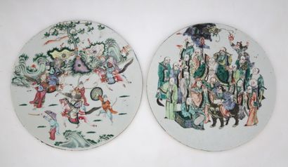 CHINE XIXème Siècle 

Deux plaques d'ameublement...