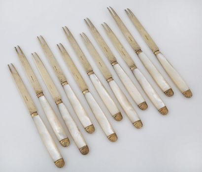 SET OF 11 MELON KNIVES in Minerve silver...